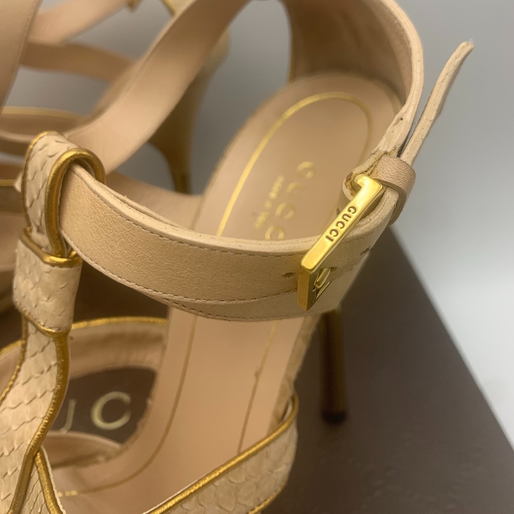 Gucci Malika Python/Leather Gladiator Sandals - image 5